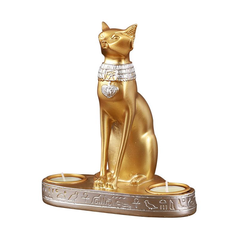 Egyptian Cat Resin Decorative Candlestick OrnamentHome Dining Room Atmosphere Candlestick Decoration