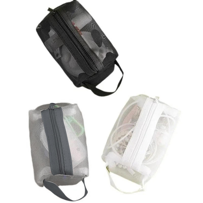 Hot Sale Large Capacity Key Bags Transparent Cosmetic Bag Square Mesh Storage Pouch Mini Zipper Coin Purse Wash