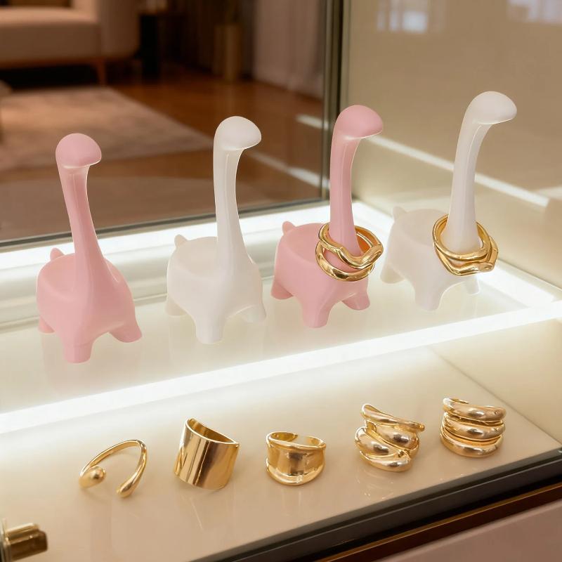 2026 Creative Cartoon Dinosaur Ring Holder Pink Multi Functional Durable Jewelry Packaging Display Ring Stand Tools Accessories