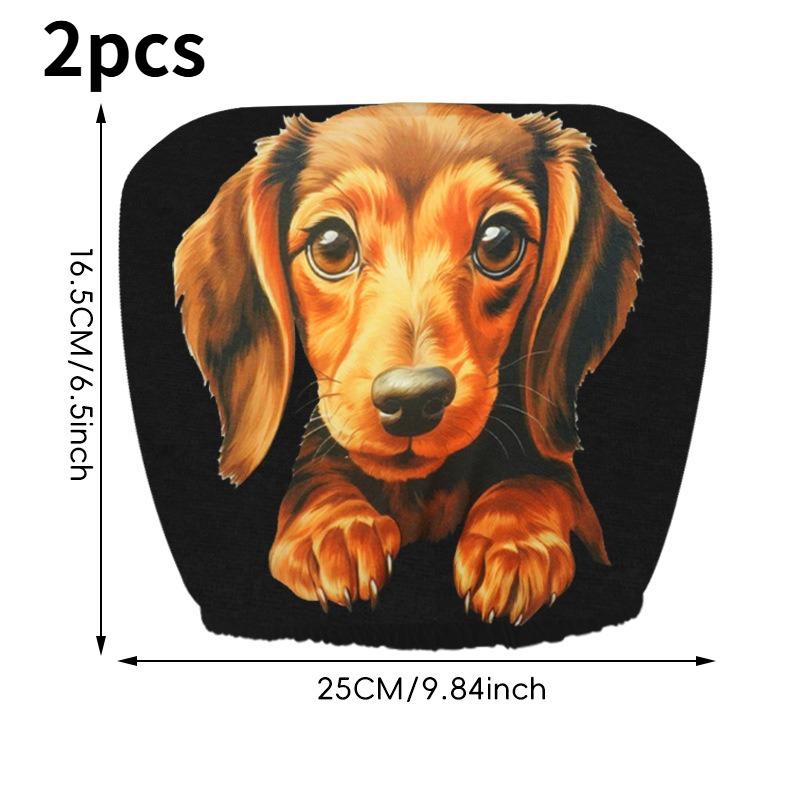 

2Pcs Dachshund Car Head Pillowcase Cute Seat Protective Cover Elastic Unpadded Vehicle Interior Safety Material