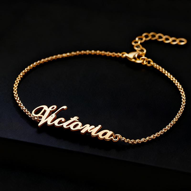 Custom Name Ankle Bracelet Women Girls Stainless Steel Leg Chain Letter Customized Name Plate Anklet Unique Custom Jewelry Gifts золотой