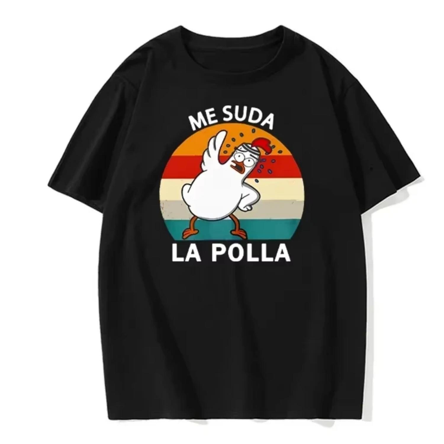 

ME SUDA LA POLLA Body Building Print Pattern Interesting and Funny Duck Print Cotton Neutral Clothing Summer Trip Casual Tees S чёрный