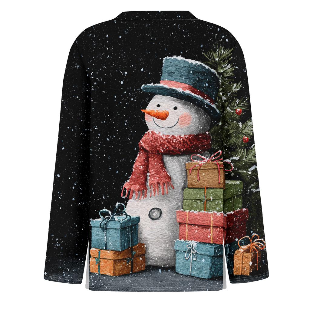 Womens's Fashion Casual Halloween Print V-neck Mid Length Pocket 3/4 Sleeve Top