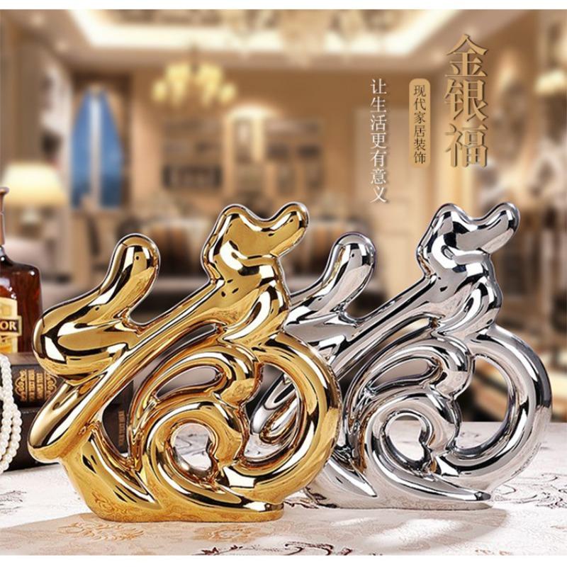 Moderne Schlichte Ornamente Galvanisierte Keramik Gold und Silber Handwerksornamente Heim Wohnzimmer Büro Dekoration Dekoration