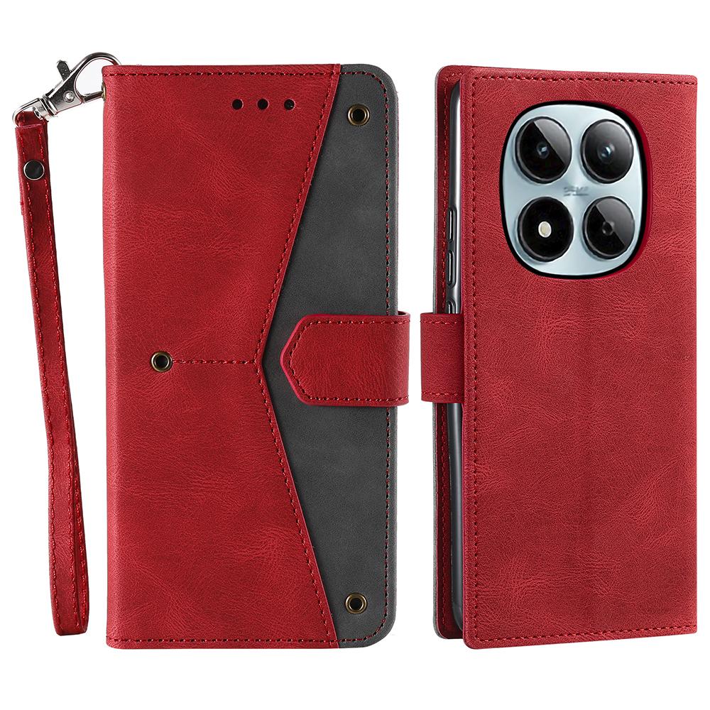 For Xiaomi Redmi Note 15 Pro 4G (Global) Leather Case Splicing Stitching Wallet Phone Cover with Wrist Strap