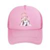 Pink Anime Girl Portrait Illustratio Mesh Baseball Cap For Womens Unisex FeUnisex Beach Dad Hat Hip Hop