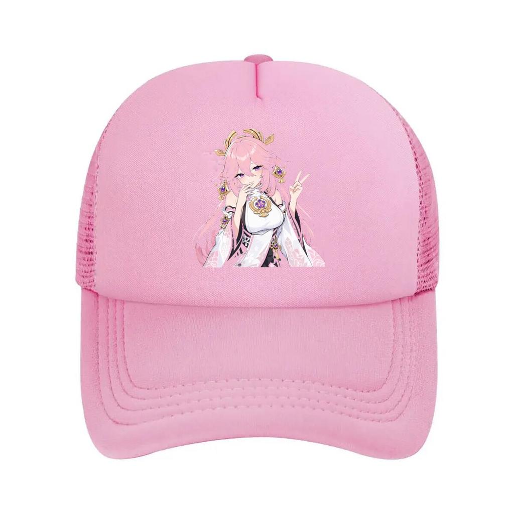 Pink Anime Girl Portrait Illustratio Mesh Baseball Cap For Womens Unisex FeUnisex Beach Dad Hat Hip Hop