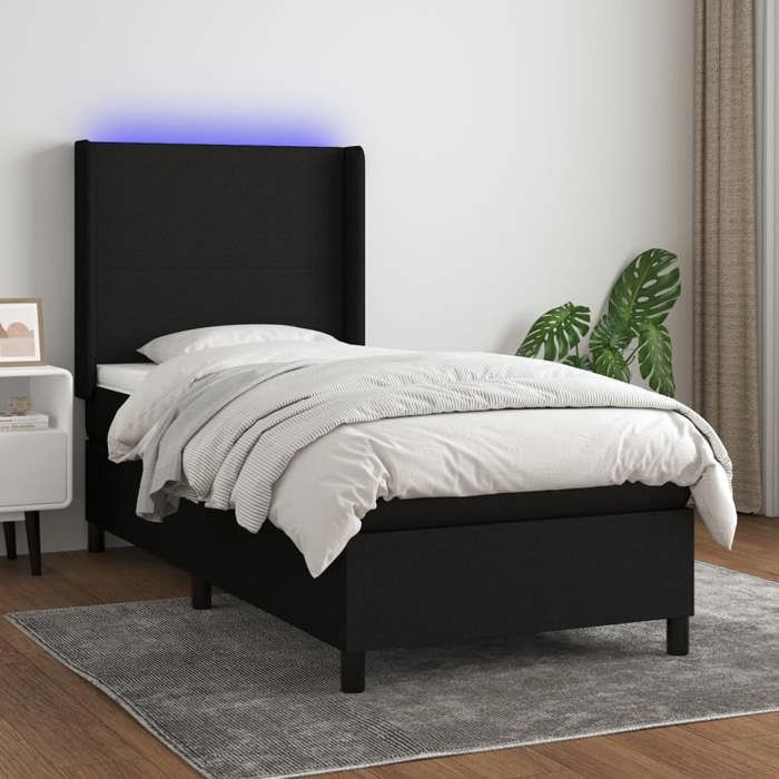 VidaXL Slat Bed Base with Mattress and LED, Upholstered Bed, Single Bed, Adult Bed for Interior Bedroom, 3138127