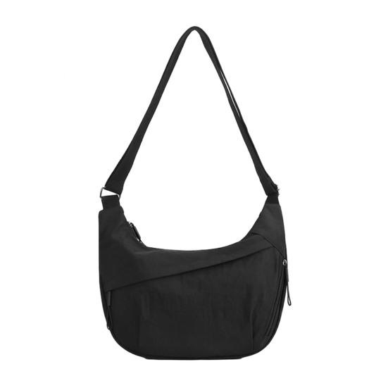 

Однотонная сумка-хобо, портативная сумка-полумесяц, сумка на молнии, дорожная сумка через плечо для ежедневных поездок, офисных покупок чёрный