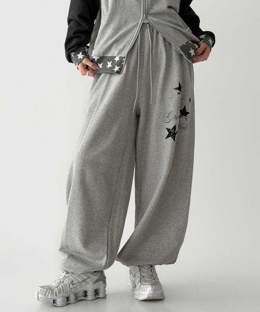 THE GREEN LAB Star Patch Terry Pants [Melange Gray]