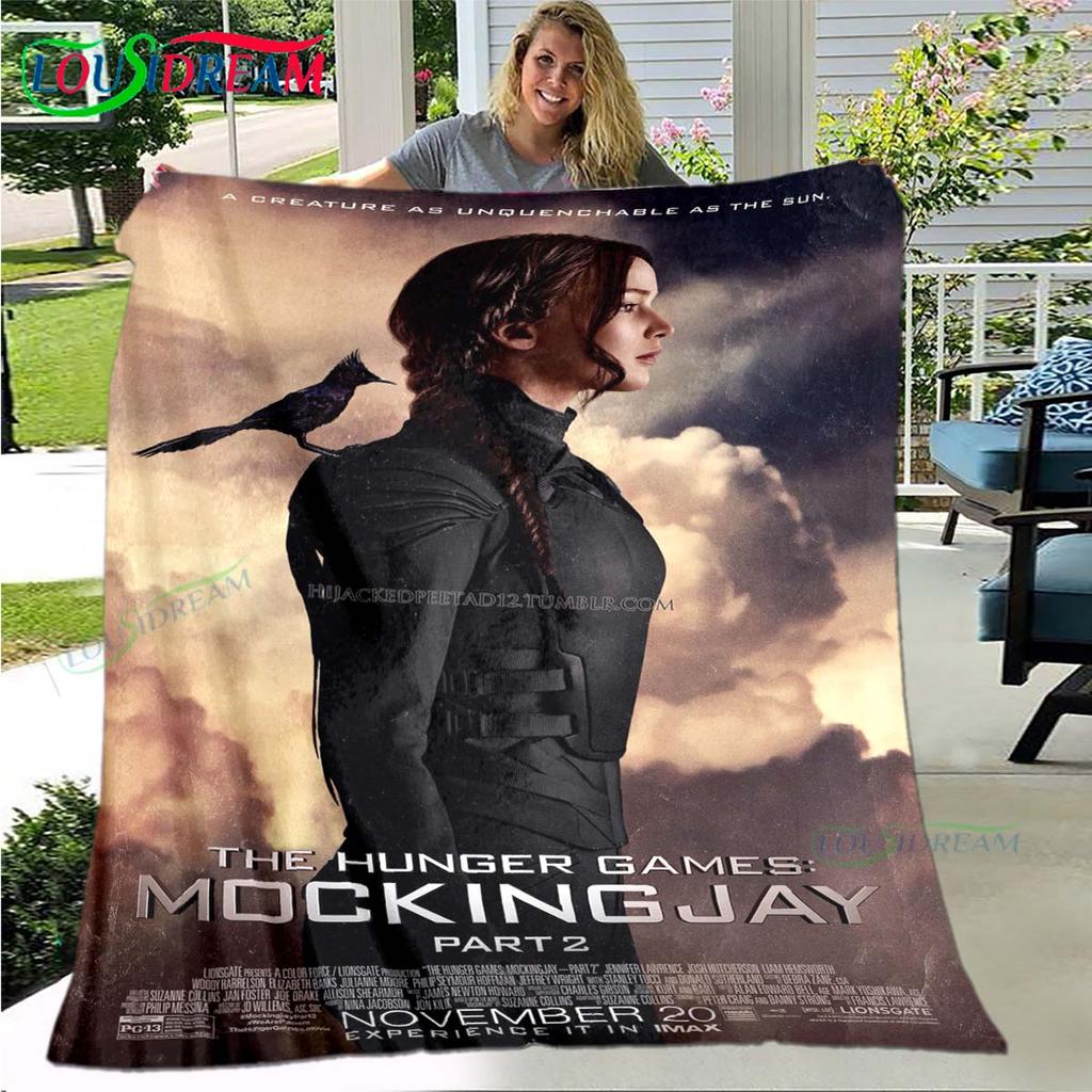 Hot Fashion The Hunger Games Pattern Blanket Flannel Thin Blanket Portable Home Travel Office Lunch Break Blanket Birthday Gift