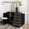 Office Cabinet With 5 Drawers 1 Door Adjustable Shelf Printer Stand On Wheels 78x40x66.5 Cm Black