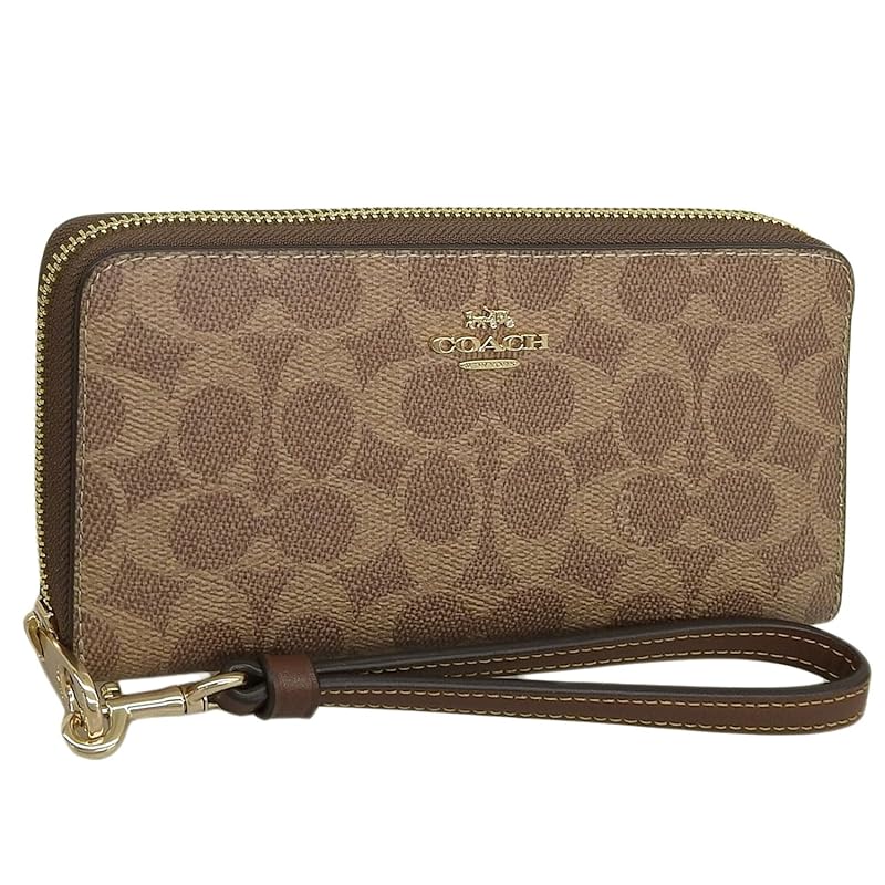 

[coach] wallet ladies round zipper long wallet outlet brand long zip around wallet signature canvas CW778 (TAN×BROWN/Brown) [product]