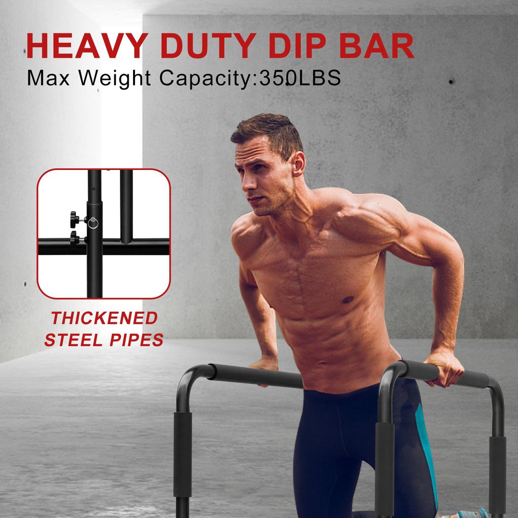 Adjustable Dip Bar Station, Heavy Duty Parallette & Parallel Bars, Stable Dip Stands for Home Gym, Calisthenics & Upper Body Workout Equipment