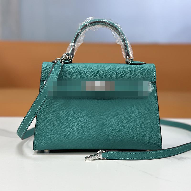 Second Generation Palm Print Cowhide Mini Small Keli Handbag 2025 New Bag Women's Commuter Versatile Shoulder Messenger Bag