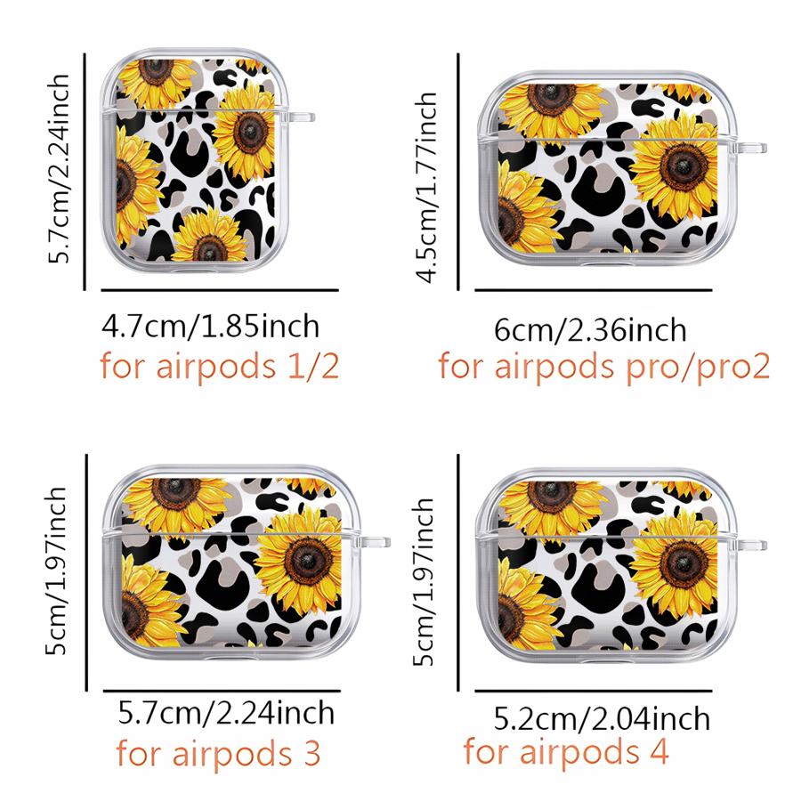 Leopard-patterned Sunflower Clear Earphone Cases Cover Case For Airpods 3 Pro Pro3 Pro2 4 1 2