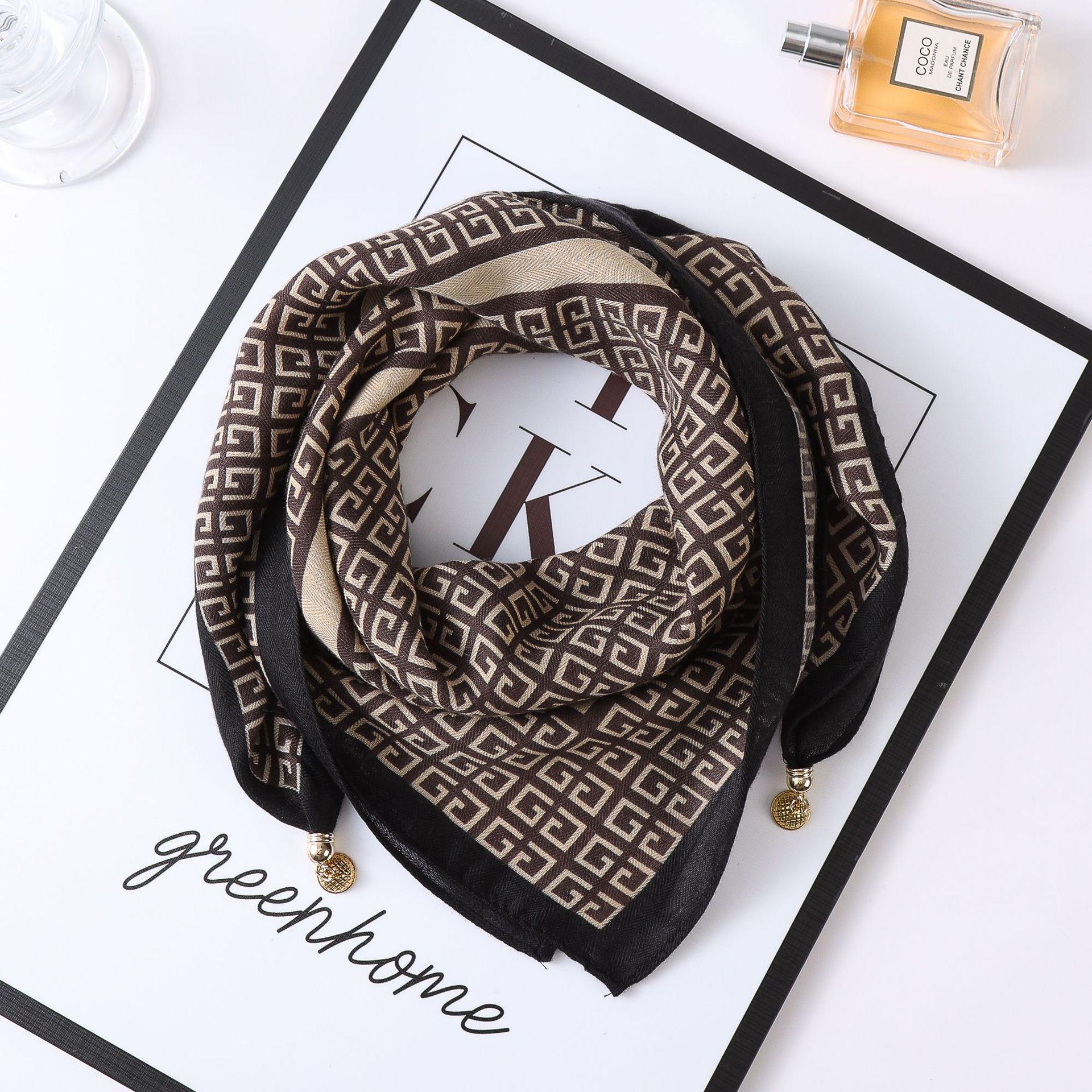 

Осенне-зимний шелковый шарф в западном стиле с корейским акцентом в виде магнитного золотого шарика