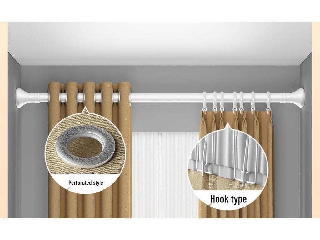 Römische Bohrfreie Teleskop-Gardinen- & Wäschetrocknungsstange mit Einzelhalterung