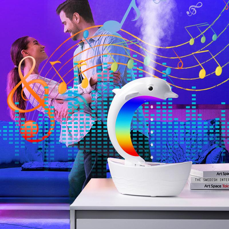 1Pc New Creative Little Dolphin Anti-gravity Humidifier, Desktop Bluetooth Audio, Colorful LED Lights, Ultrasonic Humidifier