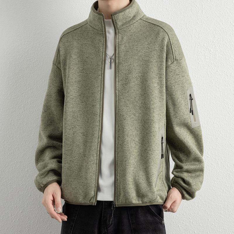 Teenager Stehkragen Strickjacke Reißverschluss Sweatshirt für Herren Herbst Neuer Stil