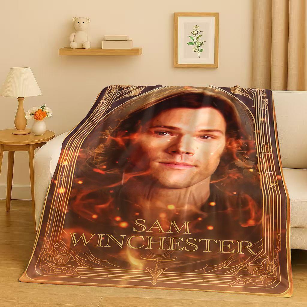 

SPN Supernatural Sam Dean Winchester TV Flannel Blanket,Ultra Soft Warm Plush Throw for Home Bedroom Bed Sofa Cover Travel Gift 75x90cm