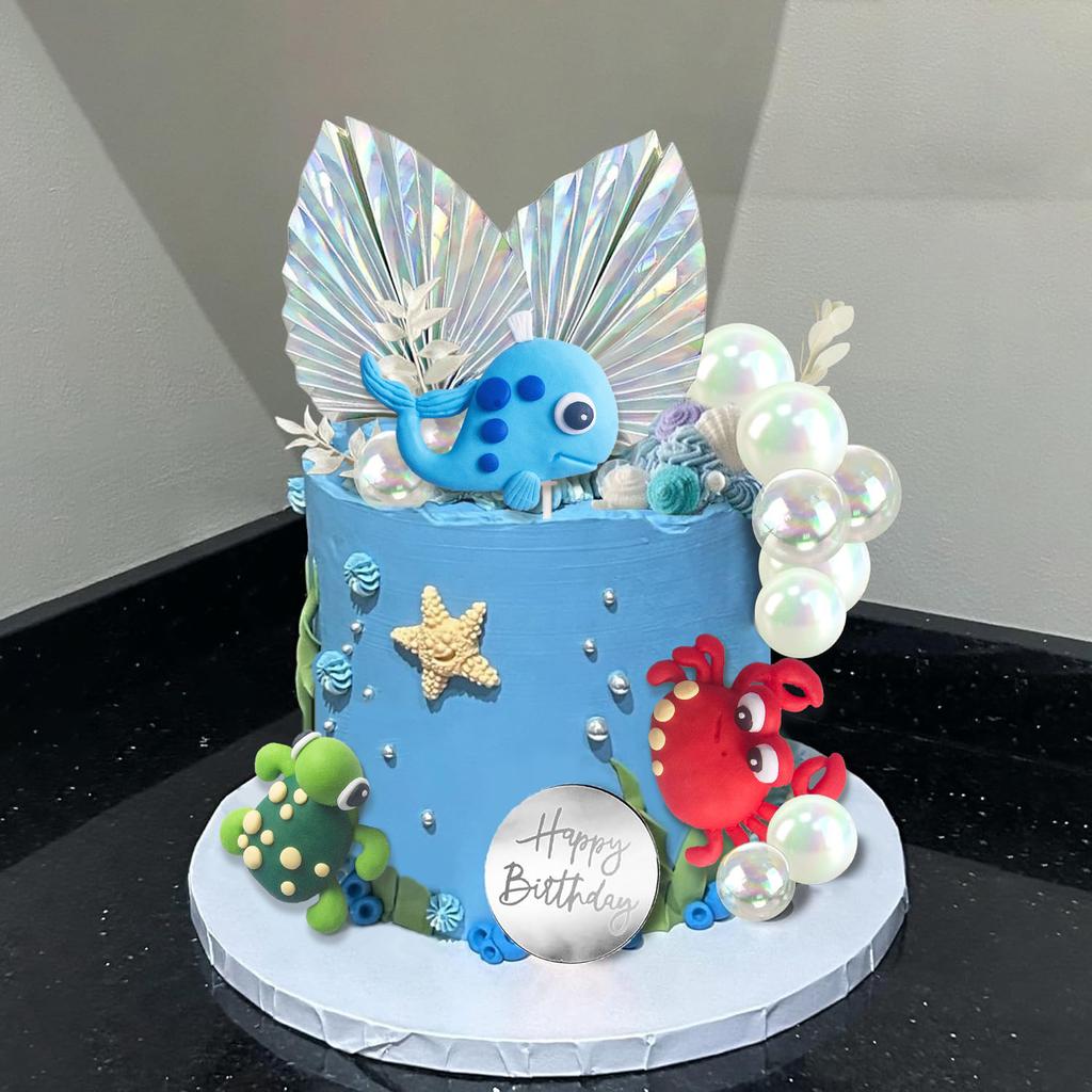 Velrybí ozdoby na dort Krab Želva Figurky Dekorace Podmořský dortový topper pro potřeby na párty s oceánskou tématikou