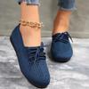 Fashion 2024 New Autumn Women's Fashion Lace Up Mesh Breathable Women's Flat Shoes Casual Round Toe Walking Shopping Women's Mom Shoes