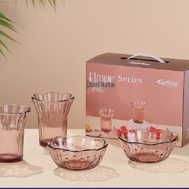 Aglaia Flourish Series 4-Piece Glass Tableware Set