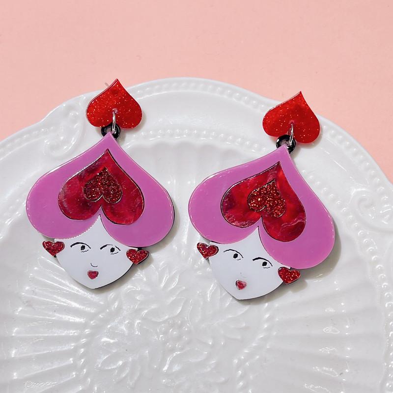 

Multi layer love smiling girl earrings cartoon character acrylic earrings розовый