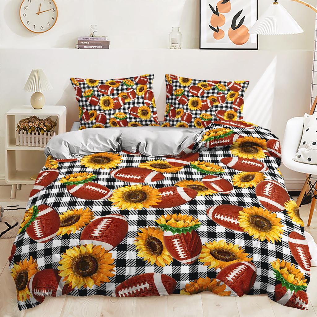 Three-Piece Sunflower Quilt Cover Digital Printing Kit Bedding