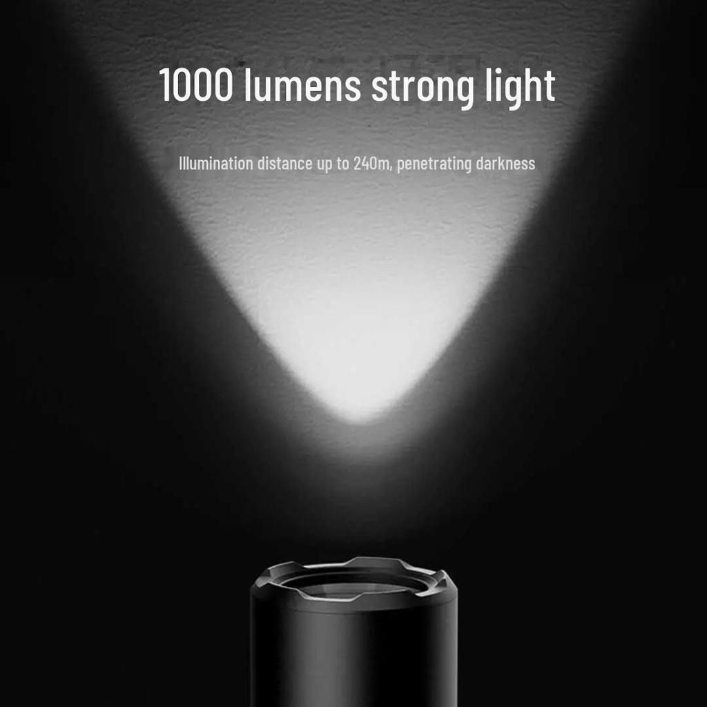 Xiaomi Mijia Multi-Function Rechargeable Flashlight: Portable, Long-Range, Strong Light, Safety Cutter, Ideal for Night Fishing and Outdoor Use