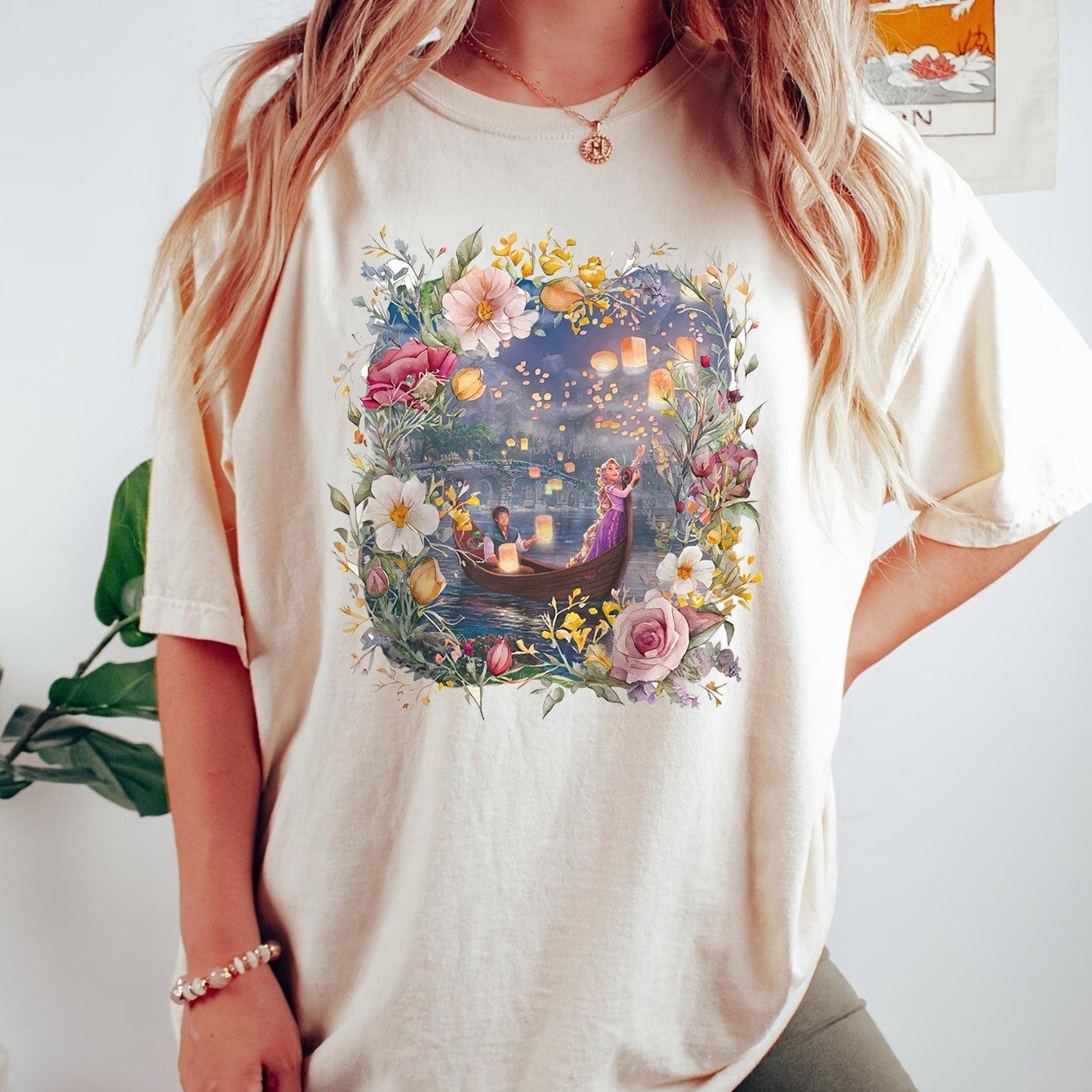 

Style Floral Printed Womens Tshirt for Summer New Casual Fashion for Unisex and Women Street Fashion Clothing S