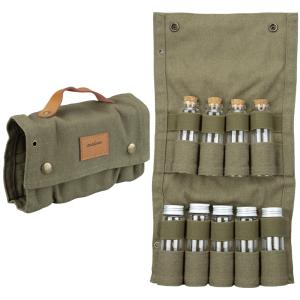 Portable Travel Spice Kit Outdoor Camping Multi Spice Container Seasoning Bottle Storage Bag Set Army Green