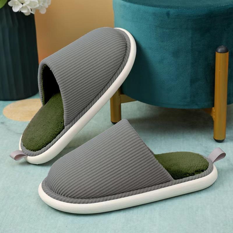 Cotton Slippers Women Autumn Winter Couples Floor Plush Slippers Men Home Use Stain Resistant Anti Slip Factory Wholesale