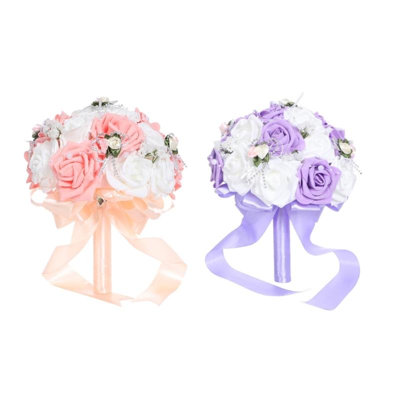Wedding Handheld Flower Bridal Bouquet Simulation Rose Flower For Ceremony Reception Anniversary Party Gathering