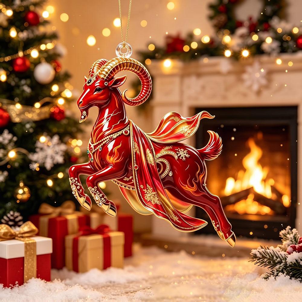 Galloping Goat Goat Hanging Ornament Shining Animal Hanging Decoration  Christmas Tree Ornament
