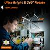 2Pack Magnetic Rechargeable LED Work Light/Flashlight for Mechanics | All Aluminum, 1500 High Lumens, Digital Display, 7 Modes, 360° Rotation, for