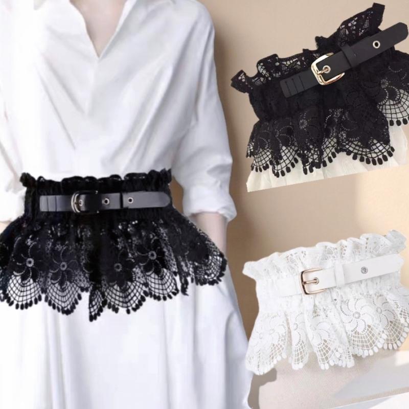 Elegant Lace Flower Corset Dress Waist Belt For Women Elastic Girdle Dress Accessory For Daily Outfit Waist Styling
