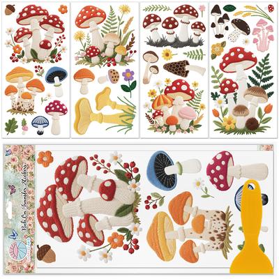 1set 4pcs PVC Waterproof Decorative Stickers Self Adhesive Decals for Furniture Decoration Mushroom 300x150mm