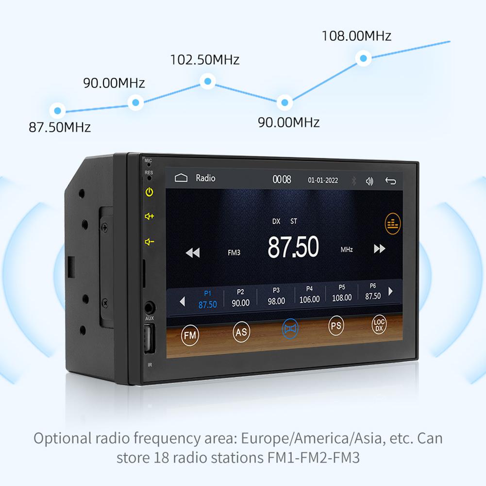 7 Inch Multimedia Player Bluetooth-Compatible Wireless Carplay Android Auto Portable Car Stereo 2 Din Car Radio Rear View Camera