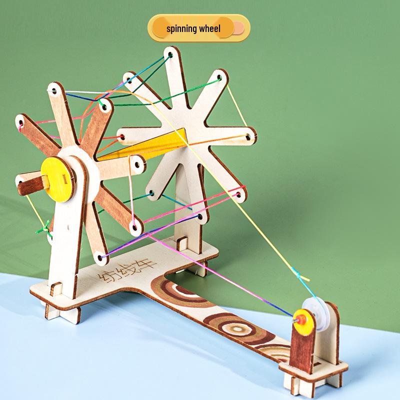 DIY Wooden Spinning Wheel Science Kit: Educational Construction for Kids