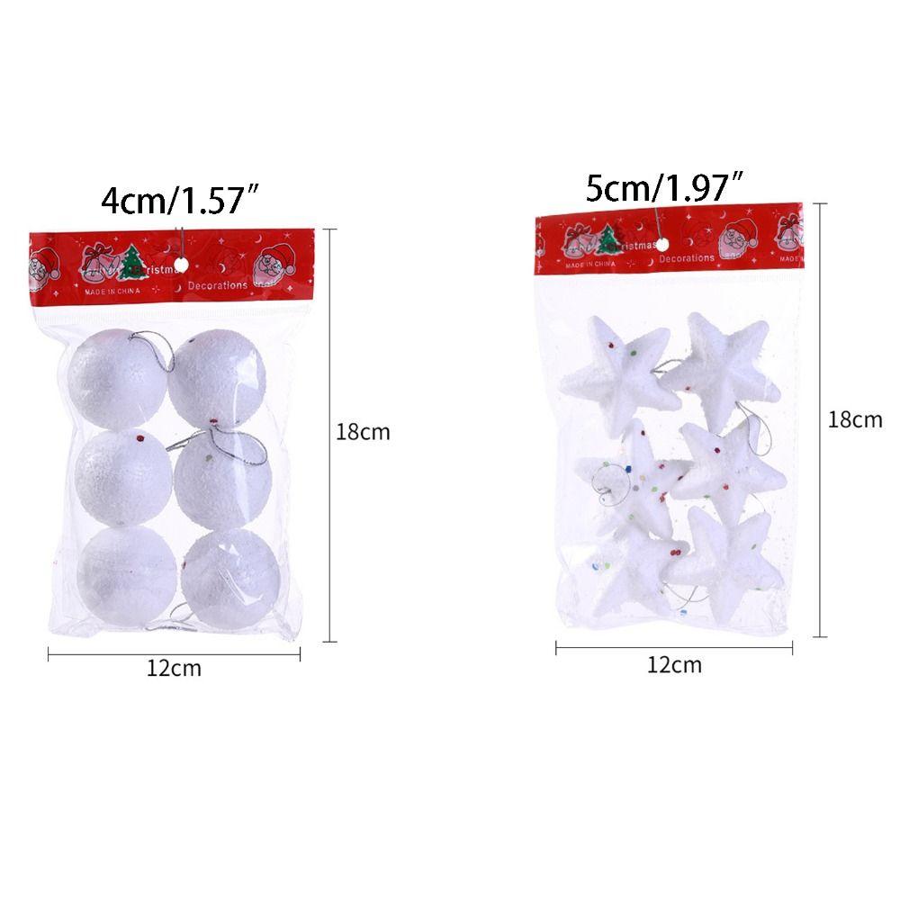 6Pcs/set Plastic Xmas Star Hanging Ornaments Round Christmas Balls Pendants New Year