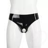 Cherry Temptation Men's Erotic Patent Leather Open Crotch Thong Shorts for Stage Performance