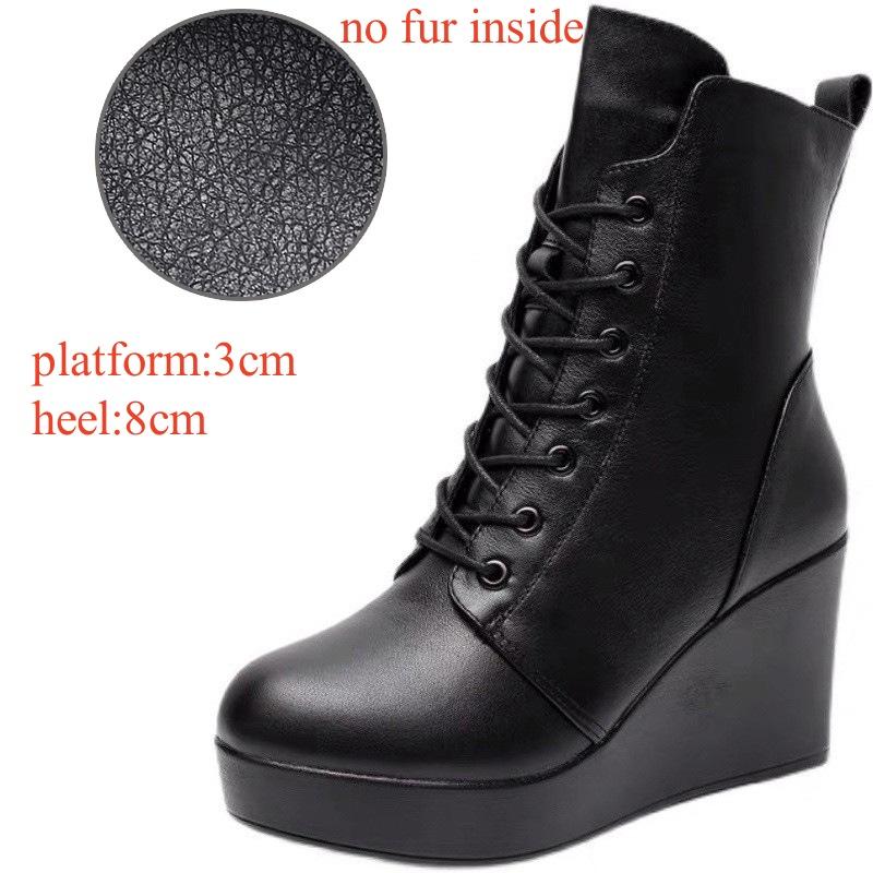 6cm 8cm Small Big Size 33-43 Vintage Soft Leather Boots Women's Platform Shoes Fall 2025 High Heels Wedges Short Ankle Boots