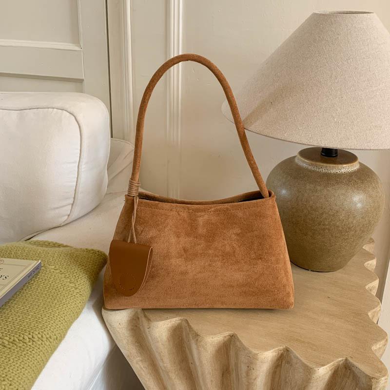 

Premium suede underarm bag women s autumn and winter tide fashion versatile commuter portable tote bag коричневый