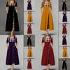 Women Casual Irregular Plaids Button Maxi Dress Half Sleeve Plus Dress Size