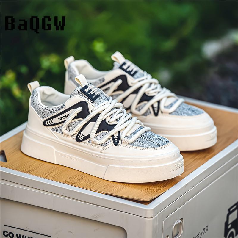 Fashion New Men‘s Sneakers Fashion Color Block Casual Shoes Light Breathable Running Shoes Lace Up Platform Shoes Zapatillas De Hombre