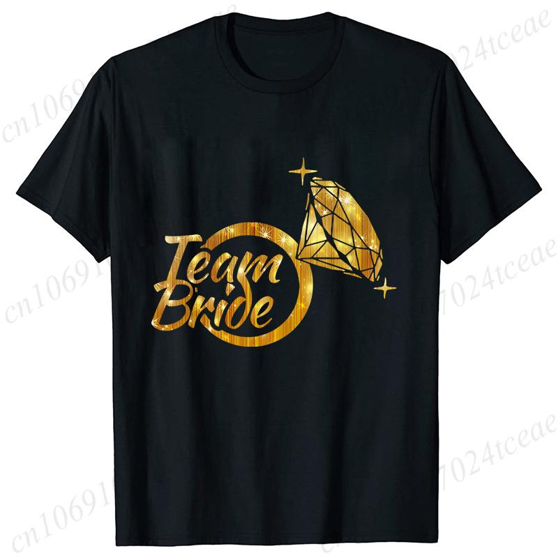 Team Bride TShirt Woman Bachelorette Single Farewell Party Blouses Bridal Shower Wedding Tops Casual ONeck Short Sleeved Tees