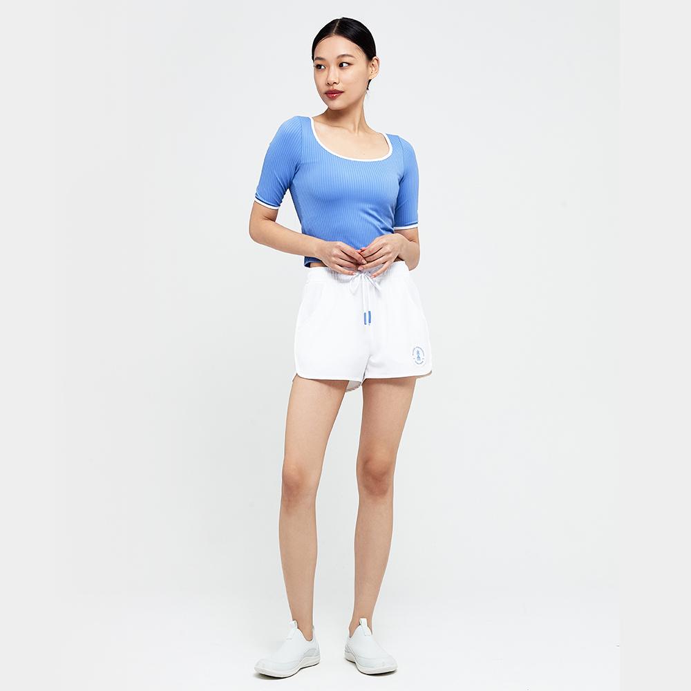 BARREL Women'S Nautical U-Neck Ribbed Crop Rash Guard Pale Blue (B4Swwcr005Plo)
