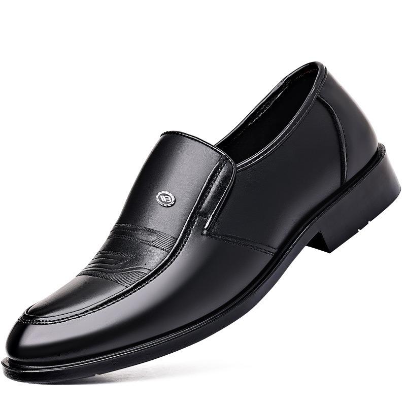 Leather shoes men's spring and autumn leather breathable casual middle-aged business dress soft-soled dad shoes